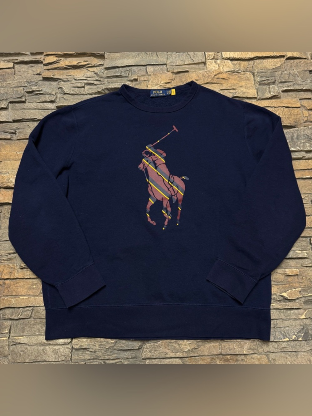 Polo Ralph Lauren Big Pony Crewneck Sweatshirt Mens XL Navy Blue Logo Fleece